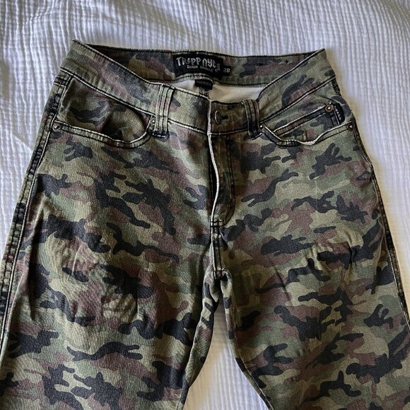 Tripp NYC Men’s Camo Skinny Jeans Size 28 Green Camouflage Punk Streetwear - Picture 2 of 7